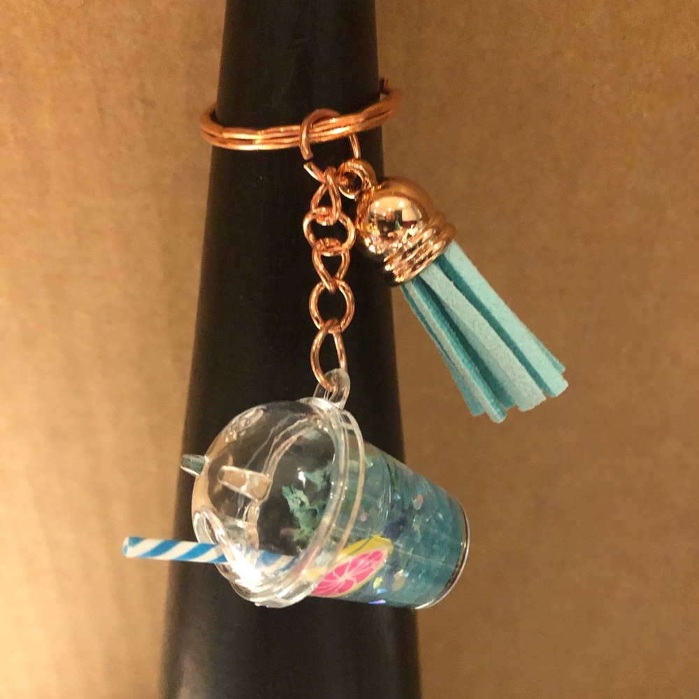 3/$20 Blue Drink Keychain with Tassel
